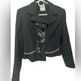 Sharagano  Paris wool black jacket with chain and ribbon detail Photo 0