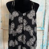 Metaphor Women Sleeveless Halter Black Floral Chiffon Top Blouse Size Medium Photo 0