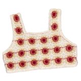 Rebellion Cream & Red Crochet Granny Square Cropped Tank Top Photo 0