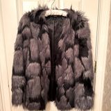 Forever 21 XXI BLACK and grey faux fur jacket SMALL Photo 0