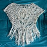 Arden B White crochet cape blouse Photo 0