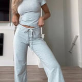 SKIMS Stretch Cotton Tee in Light Heather Grey Size Large Photo 0