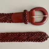 Anthropologie Vintage Braided Leather Belt with Rounded Buckle in Brown Size XL Photo 0
