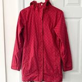 Columbia Red Houndstooth Print Zip Up Rain Resistant Jacket Hooded Small Women Photo 0