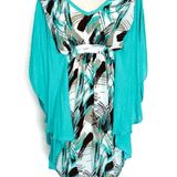 Solemi Tropical Kaftan Dress Turquoise One size Blue Photo 0