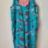 Anne Carson Vtg Ann Carson Petite 100%Silk Size PL Blue Floral Overall Photo 0