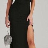 Windsor Black Strapless Slit Dress Photo 0