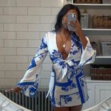 ASOS DESIGN Tie Front Satin Mini Dress Photo 0