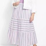 Lane Bryant Women's Size 14/16 Striped Cotton Maxi Skirt Long Casual Spring Photo 0
