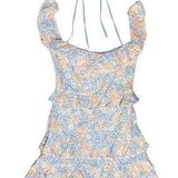 Lovers + Friends Ruffle Shoulder Floral Brooklyn Eyelet Tiered Mini Dress,Size S Photo 0