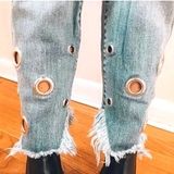 Celebrity Pink Denim Frayed Jeans Photo 0