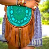 Earthbound Turquoise Beaded Tassels Crossbody Bag Photo 0
