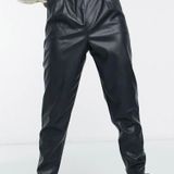 Faux Black Leather Tapered Pants Size 6 Photo 0