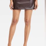 A New Day Brown Leather Mini Skirt with a pockets Photo 0