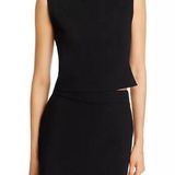 AQUA  Sleeveless Knit Top Mock Neck Fitted Black Tank Top Size M Photo 0