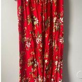 Joe Benbasset Red Floral Hawaiian Palazzo Pants Photo 0