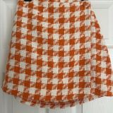 H&M Skirt Mini Orange and White Lined Photo 0