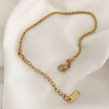 Gold 2mm rope chain dainty bracelet Photo 0