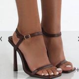 public desire *NWT* Wide Fit Chocolate Ankle Strap Heels (size 7W) Photo 0