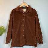 Harvé Benard Harve Benard Brown Corduroy Button Up Shacket Top Photo 0
