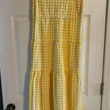 Old Navy Yellow and White Gingham Maxi Dress Photo 0