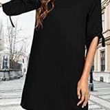Ella Moss ELLE black 3/4 sleeve tie up shift dress back tie Photo 0