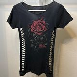 Affliction Rose Short Sleeve Cutout Shirt Photo 0