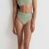Madewell Double Strap One Shoulder Bikini Top Gatehouse Green S NWT Photo 0