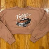 Forever 21 Cropped Tan Vintage Car Sweater Photo 0