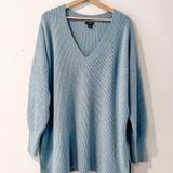 Halogen Cozy Light Blue V-Neck Sweater Photo 0