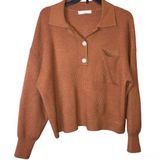 Sundance  Boutique Ribbed Pocket Collar Balloon Sleeve Sweater Brown Large Photo 0