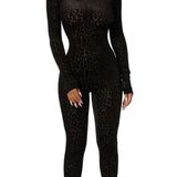 Naked Wardrobe  Burnout Black Leopard Two Piece Set Photo 0