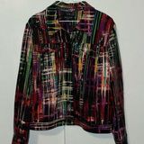 Perceptions Colorful Abstract Button Down Shirt Jacket Women’s Size 16 Photo 0