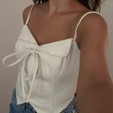 LOYO Boutique Cream Button Style Vest Tank  Photo 0