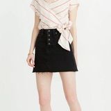Madewell  Black Rigid Denim A-Line Mini Skirt Button Fly Photo 0