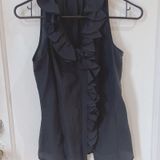 Armani Exchange Black Ruffle Trim Sleeveless Top Photo 0