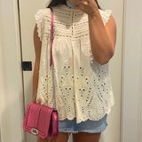 Cream Eyelet Tank Size M Photo 0