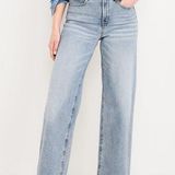 Old Navy Extra High Rise Sky Hi Wide Leg Secret Smooth Pockets Light Wash Jeans Photo 0