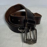 Fossil Vintage  Brown Silver Southwest Animal Leather Belt Photo 0