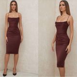 House Of CB  'Anja' Raisin Satin‎ Corset Midi Dress /Size S NWOT Photo 0