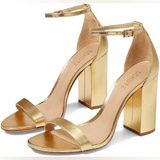 Schutz Cadey Lee Block Gold Heeled Sandal Photo 0