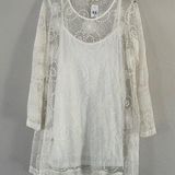 Indigo Soul 🦋 Lace Floral Embroidered Ivory White Cream Bohemian Mini Dress Photo 0