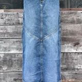 Paris Blues Vintage 90s  Soulmate Long Denim Low Rise Side Slit Maxi Skirt~7~  Photo 0