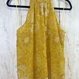 Cupcakes and Cashmere Top Womens Small Yellow Floral Blouse Halter Flirty Dressy Photo 0