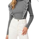 joe's jeans Joe's Andrea's Lookbook S Gray Wool Ruffle Neck Sweater Photo 0