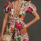 Farm Rio  Off White Flowerful Sketch Romper XS Photo 0