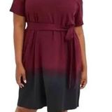 Torrid NWT Off the Shoulder Tie Dye Gradient Ombré Burgundy and Black Dress Photo 0