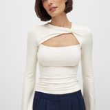 NA-KD soft line twist long sleeve top Photo 0