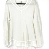 XCVI  Women's Size S Mesh Fira Pullover Knitted Sweater Long Sleeve V Neck White Photo 0