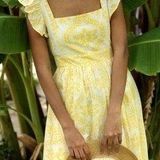 Monsoon  and Beyond Sofia Dress Yellow Floral Sleeveless Midi Dress Women’s Large Photo 0